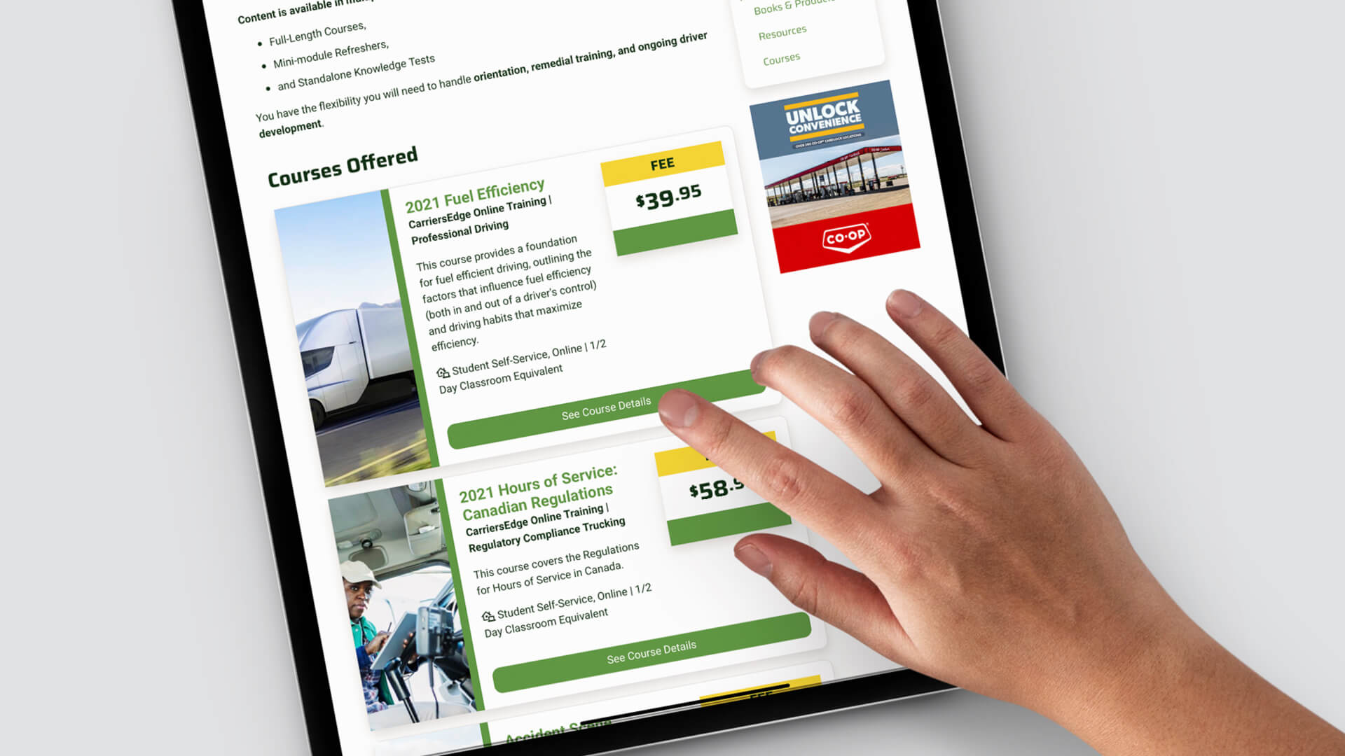 Saskatchewan Trucking Association, Website, A Platform Built to Haul, Portfolio Image, Training Course Catalogue, mobile responsive